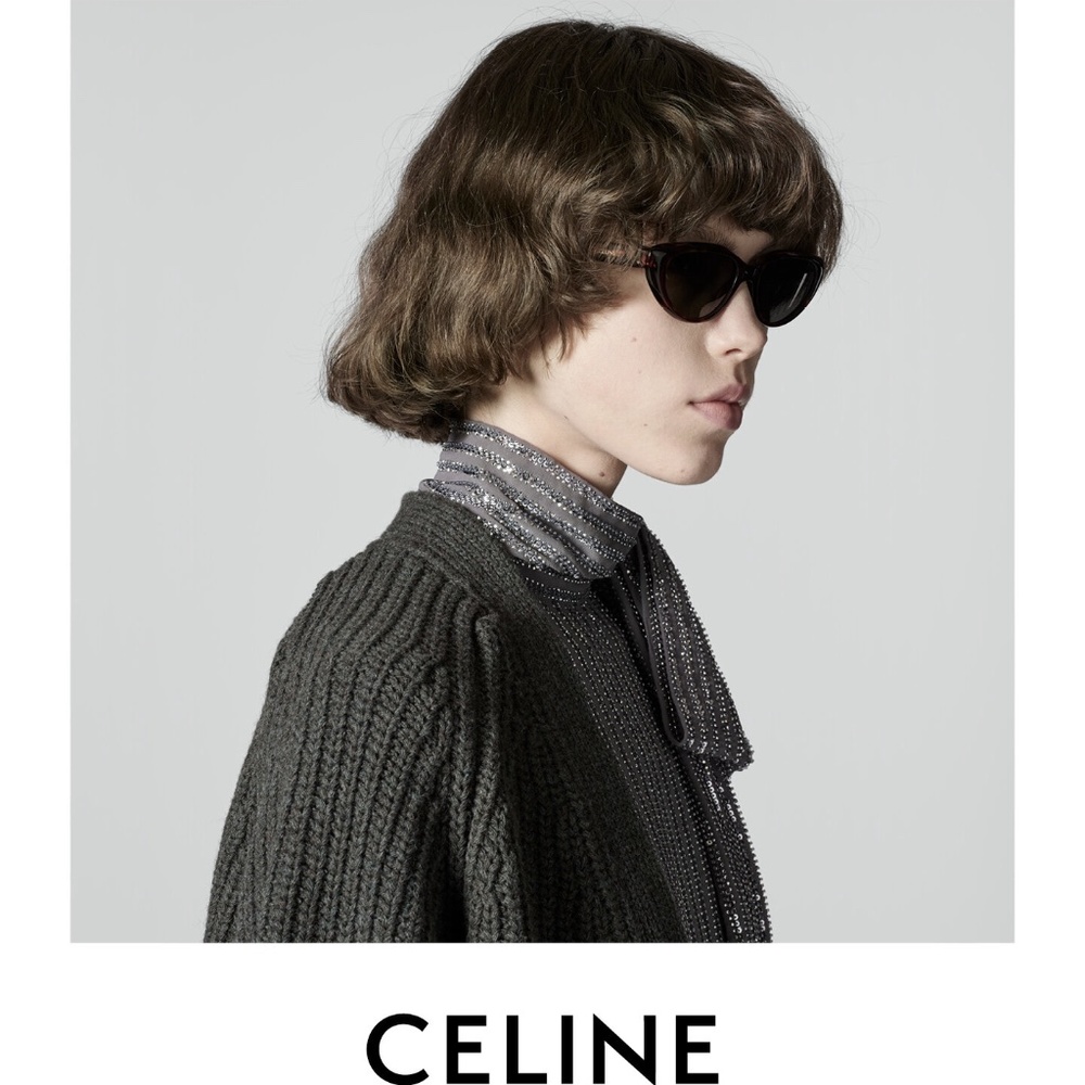 CELINE S220 Oval Cat Eye Acetate Sunglasses in Havana CL40220U - NWOT - Picture 3 of 3